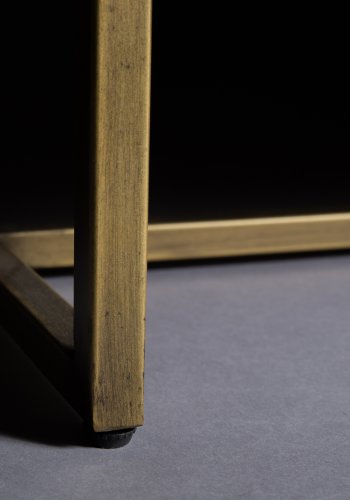 DUTCHBONE Klasse skjenk, lav, m. 4 drer og 2 hyller - brun fiskebein MDF og gull stl