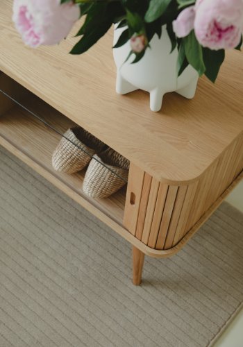 ZUIVER Barbier TV-bord, m. 2 skyvedrer - brun ask finer (120x40)