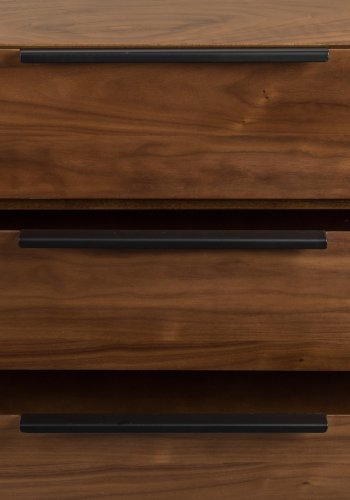 ZUIVER Travis skjenk, m. 2 drer og 3 skuffer - brun valntt finish og stl