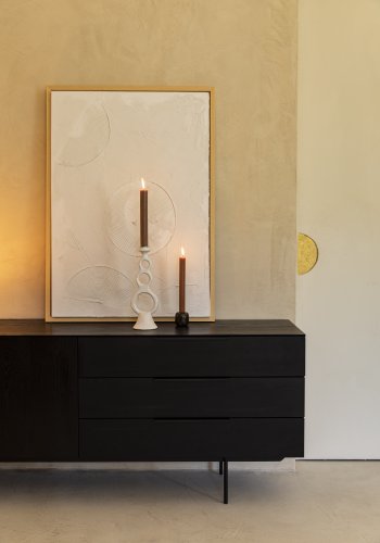 ZUIVER Travis skjenk, m. 2 drer og 3 skuffer - sort eikefiner og stl