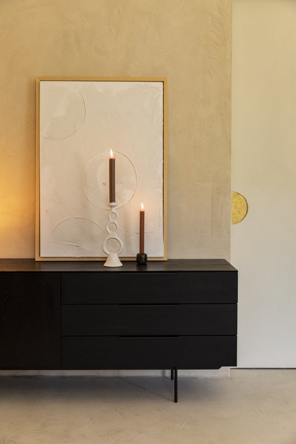 ZUIVER Travis skjenk, m. 2 drer og 3 skuffer - sort eikefiner og stl