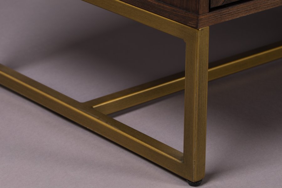 DUTCHBONE Klasse skjenk, hy, m. 2 drer, 2 hyller og 3 skuffer - brunt fiskebeintre og gullstl