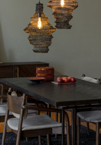 DUTCHBONE Klasse skjenk, hy, m. 2 drer, 2 hyller og 3 skuffer - brunt fiskebeintre og gullstl