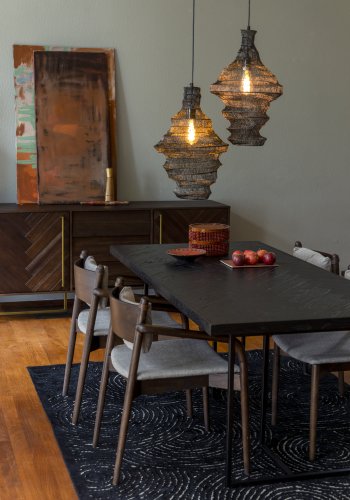 DUTCHBONE Klasse skjenk, hy, m. 2 drer, 2 hyller og 3 skuffer - brunt fiskebeintre og gullstl