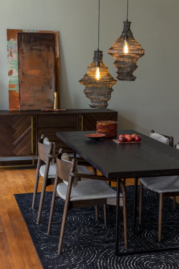 DUTCHBONE Klasse skjenk, hy, m. 2 drer, 2 hyller og 3 skuffer - brunt fiskebeintre og gullstl