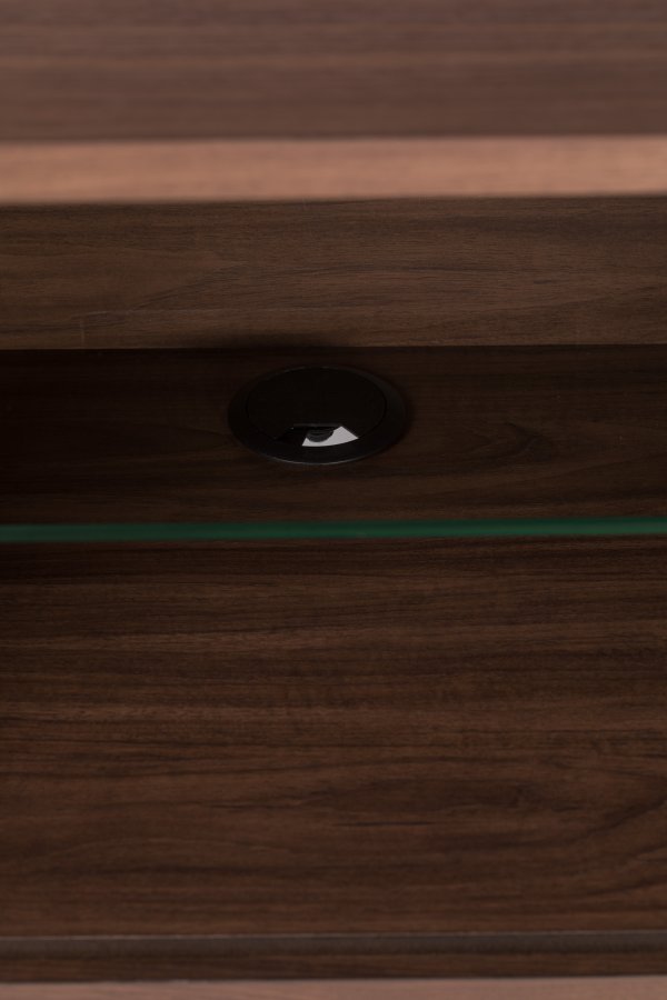 ZUIVER Barbier TV-bord, m. 2 skyvedrer - brun valnttfiner og gummitre (120x40)