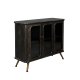 DUTCHBONE Denza Sideboard, mit 2 Glastüren und 1 Regal – schwarzes Eisen
