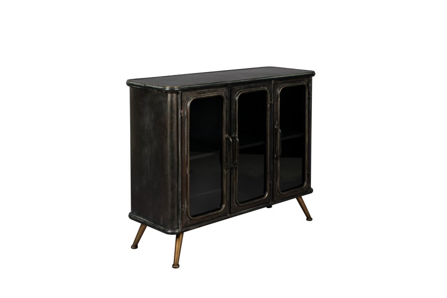 DUTCHBONE Denza Sideboard, mit 2 Glastüren und 1 Regal – schwarzes Eisen