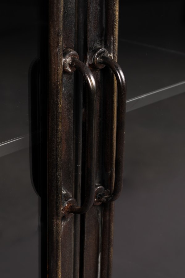 DUTCHBONE Denza Sideboard, mit 2 Glastüren und 1 Regal – schwarzes Eisen