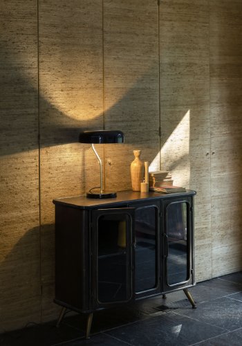 DUTCHBONE Denza Sideboard, mit 2 Glastüren und 1 Regal – schwarzes Eisen