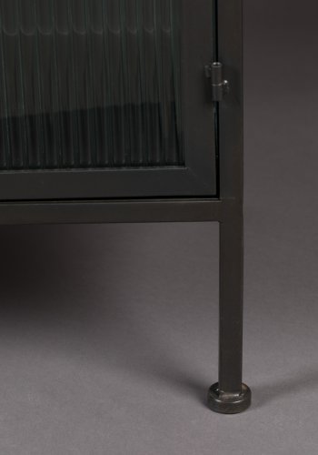 DUTCHBONE Boli skjenk, lav, m. 4 drer og 2 hyller - glass og sort jern