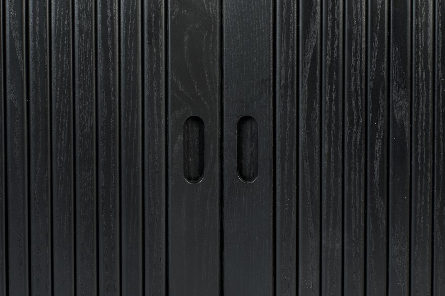 ZUIVER Barbier TV-bord, m. 2 skyvedrer - svart eikefiner og gummitre (120x40)