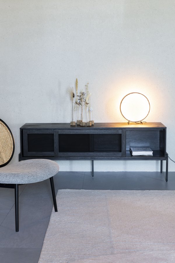 ZUIVER Hardfr skjenk, m. 2 mesh skyvedrer - sort finer og jern