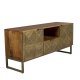 DUTCHBONE Volan TV-bord, m. 2 drer, 1 rom og 1 skuff - brunt og gull mangotre og jern