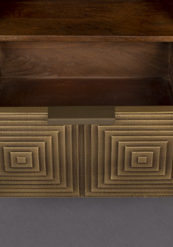 DUTCHBONE Volan TV-bord, m. 2 drer, 1 rom og 1 skuff - brunt og gull mangotre og jern