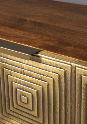 DUTCHBONE Volan TV-bord, m. 2 drer, 1 rom og 1 skuff - brunt og gull mangotre og jern