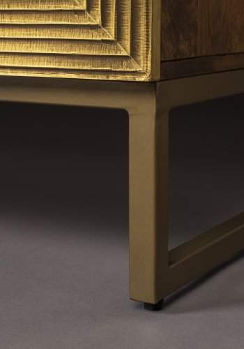 DUTCHBONE Volan TV-bord, m. 2 drer, 1 rom og 1 skuff - brunt og gull mangotre og jern