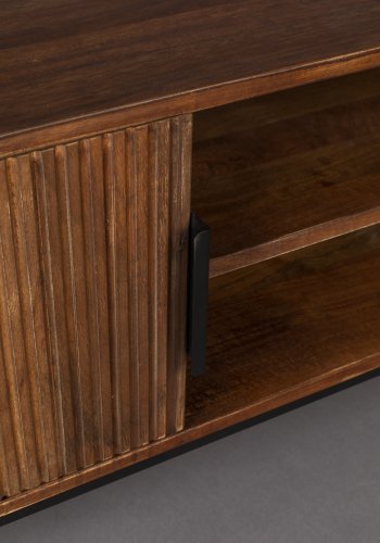 DUTCHBONE Saroo TV-bord, m. 2 drer og 1 hylle - brunt mangotre og stl (140x40)