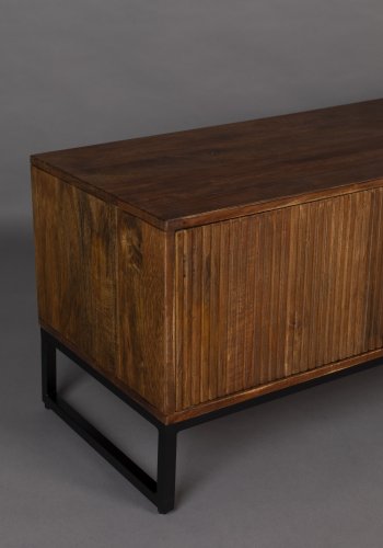 DUTCHBONE Saroo TV-bord, m. 2 drer og 1 hylle - brunt mangotre og stl (140x40)