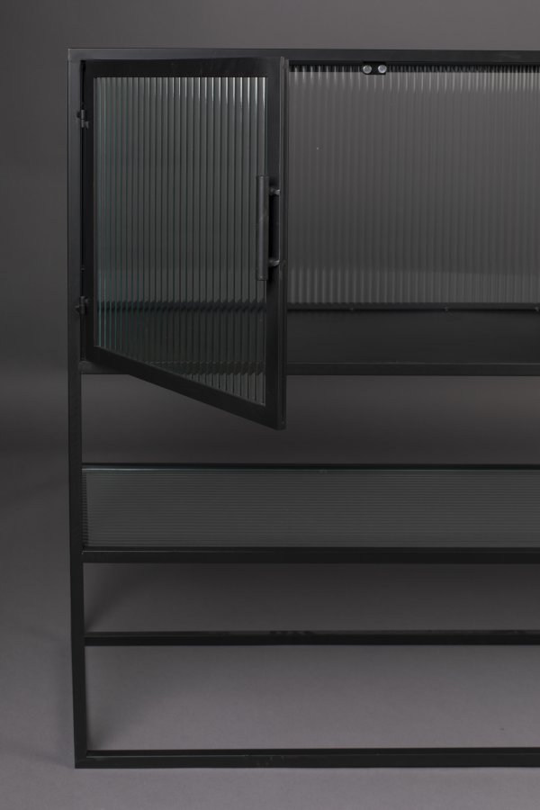 DUTCHBONE Boli skjenk, hy, m. 4 drer og 2 hyller - glass og sort jern