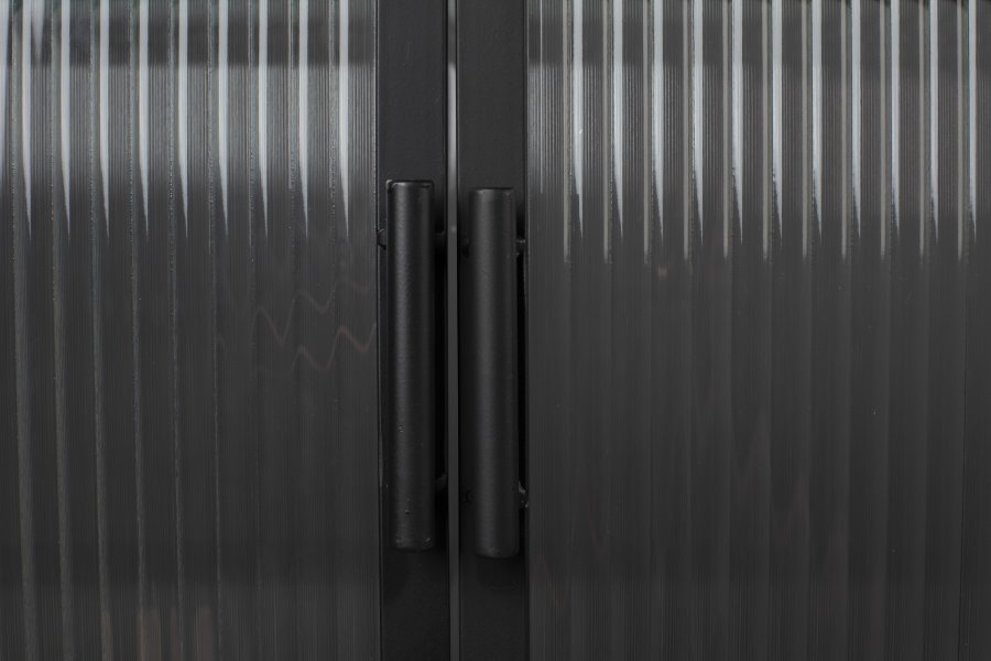 DUTCHBONE Boli skjenk, hy, m. 4 drer og 2 hyller - glass og sort jern