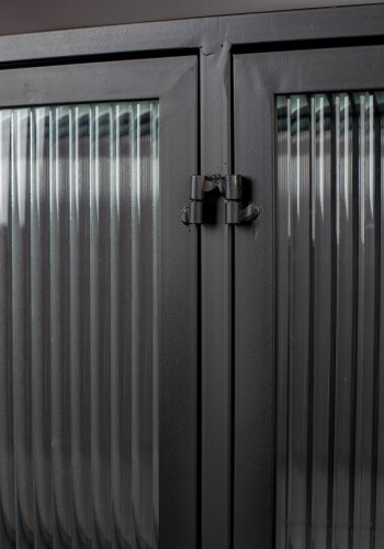 DUTCHBONE Boli skjenk, hy, m. 4 drer og 2 hyller - glass og sort jern