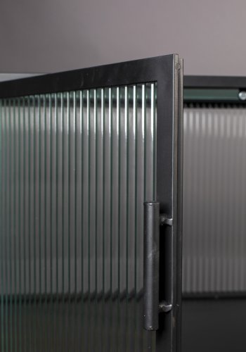 DUTCHBONE Boli skjenk, hy, m. 4 drer og 2 hyller - glass og sort jern