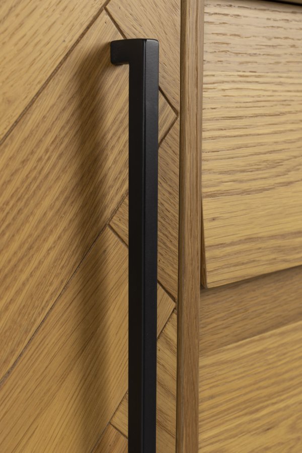 DUTCHBONE Klasse skjenk, hy, m. 2 drer og 3 skuffer - naturlig fiskebein eik og sort stl