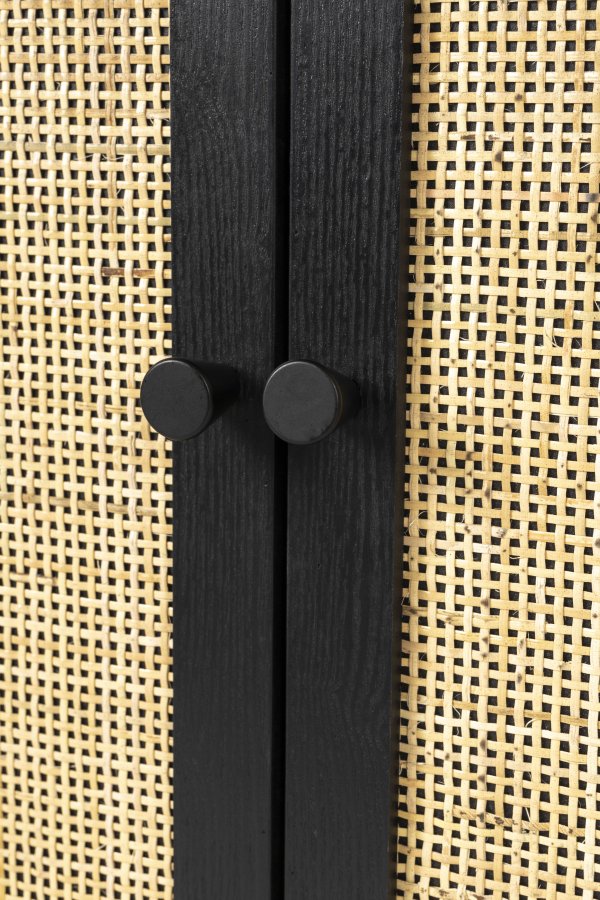 WHITE LABEL LIVING Guuji skjenk, m. 2 drer, 3 skuffer, hyller - rotting og sort ask finerjern