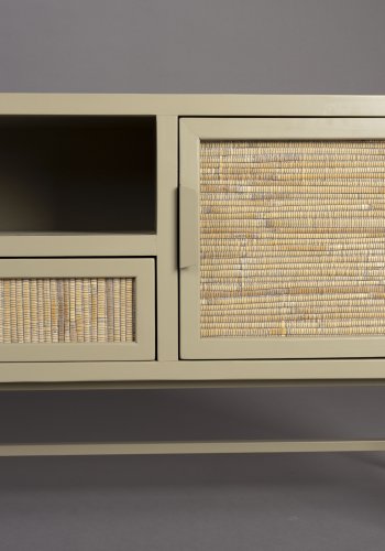 DUTCHBONE Yasu skjenk, m. 2 drer, 1 rom og 1 skuff - naturlig rotting og beige tre/jern