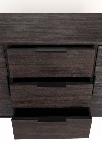 WHITE LABEL LIVING Webster skjenk Hy, m. 2 drer og 3 skuffer - brun gjenvunnet teak og jern