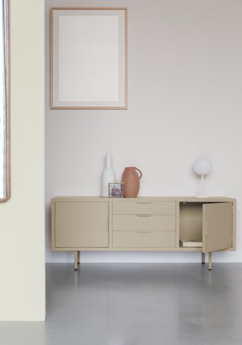 WHITE LABEL LIVING Kos skjenk, med 2 drer og 3 skuffer - beige MDF og metall