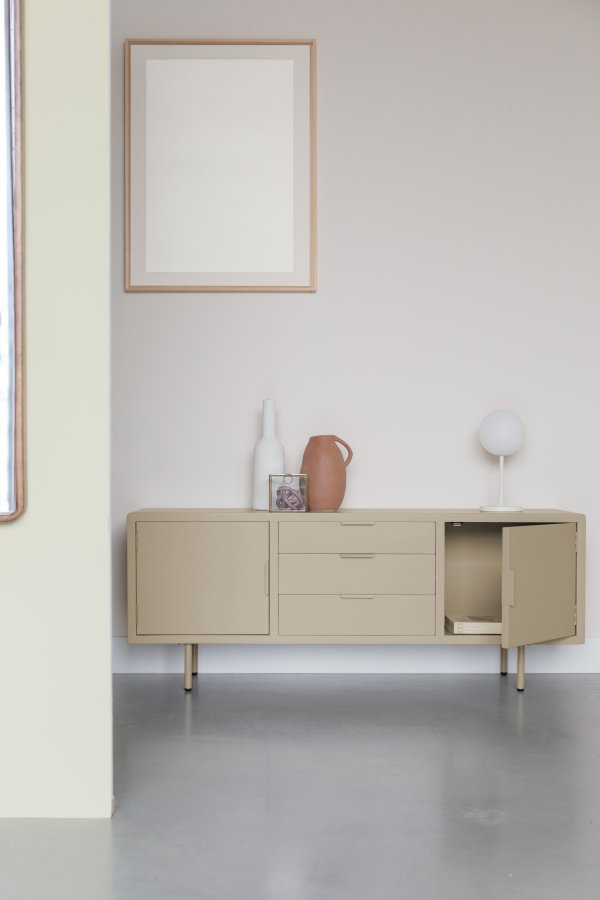 WHITE LABEL LIVING Kos skjenk, med 2 drer og 3 skuffer - beige MDF og metall