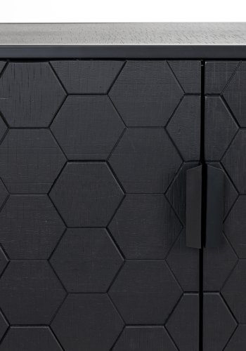 WHITE LABEL LIVING Linc lav skjenk, m. 4 drer - svart gran og svart jern