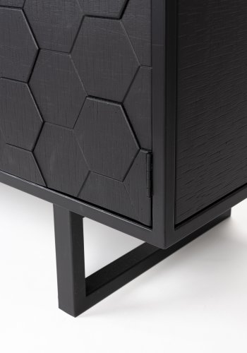 WHITE LABEL LIVING Linc lav skjenk, m. 4 drer - svart gran og svart jern