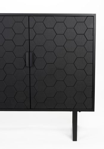 WHITE LABEL LIVING Linc hy skjenk, m. 3 drer - svart gran og svart jern