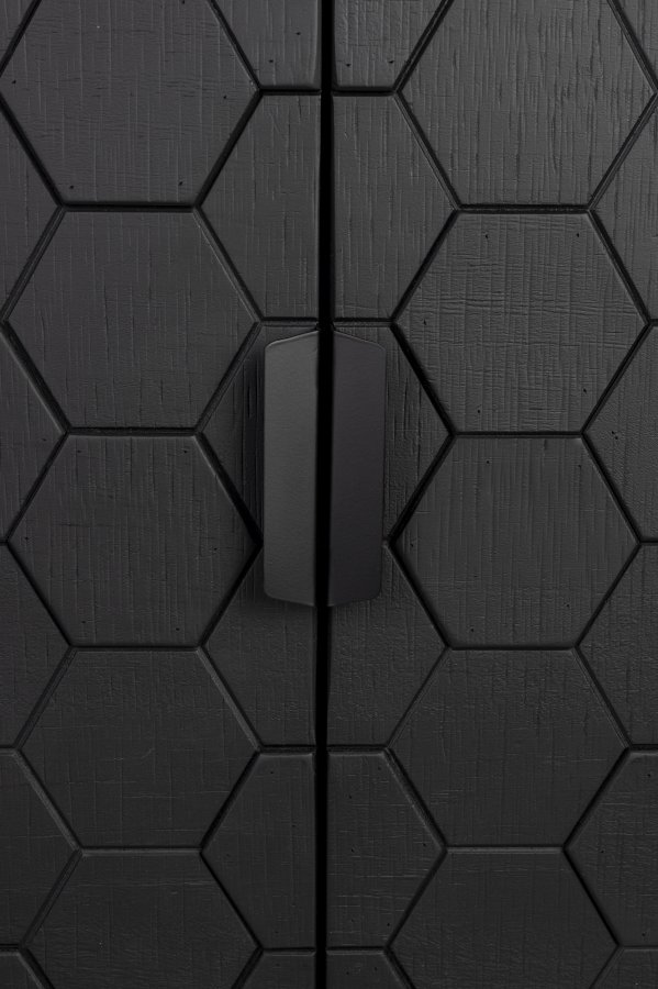 WHITE LABEL LIVING Linc hy skjenk, m. 3 drer - svart gran og svart jern