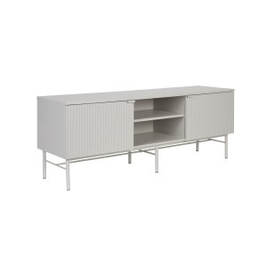 WHITE LABEL LIVING Cayo lgt TV-bord, med 2 dörrar och 3 hyllor - vit MDF och vitt järn (155x40)