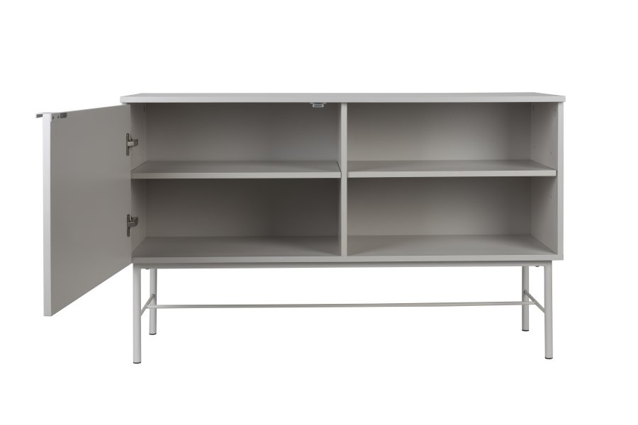 WHITE LABEL LIVING Cayo hy skjenk, m. 1 dr og 2 hyller - hvit MDF og hvitt jern