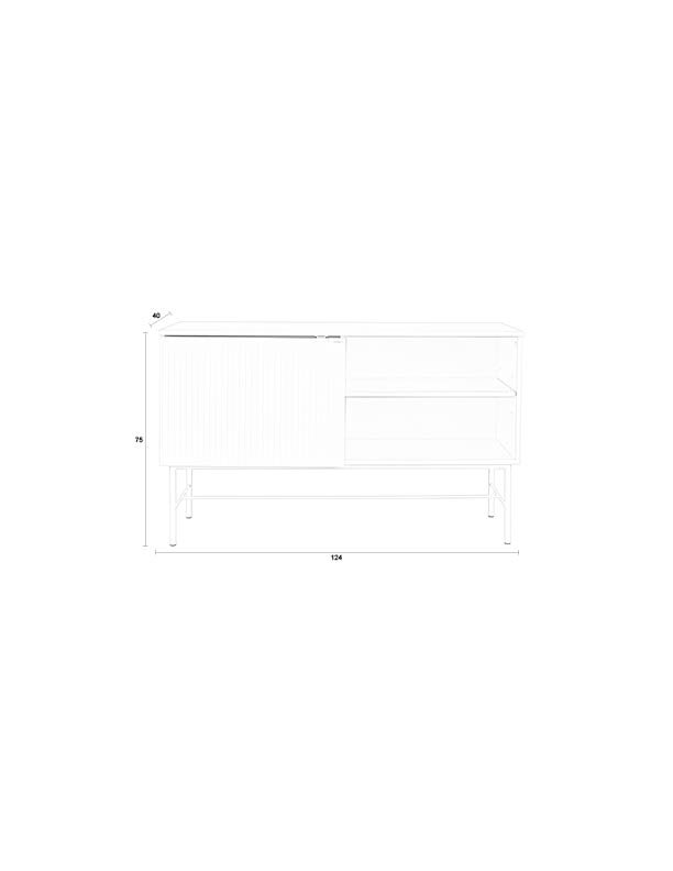 WHITE LABEL LIVING Cayo hy skjenk, m. 1 dr og 2 hyller - hvit MDF og hvitt jern