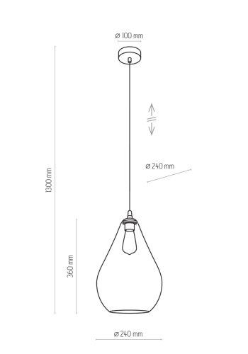 TK Fuente taklampe - gult glass og sort metall