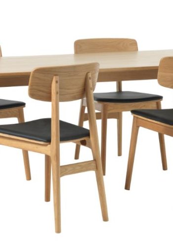 Barrali spisebord, m. uttrekkbar - naturlig eikefiner og eiketre (90x190)