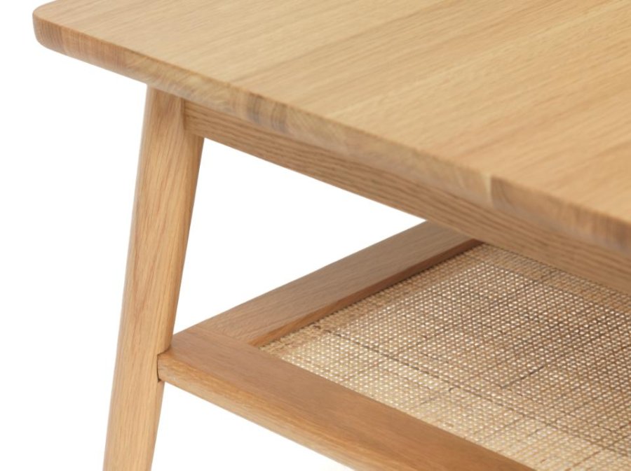 Barrali salongbord, m. 1 hylle - naturlig rotting, eikefiner og eik (60x120)