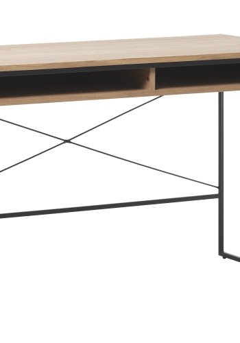Echelon skrivebord, m. 2 rom - naturlig eikefiner/eik og sort metall (60x120)