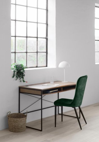 Echelon skrivebord, m. 2 rom - naturlig eikefiner/eik og sort metall (60x120)