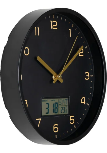 HOUSE NORDIC Amiens veggklokke med digitalt display, rund - svart plast (25)
