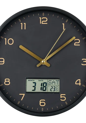 HOUSE NORDIC Amiens veggklokke med digitalt display, rund - svart plast (25)