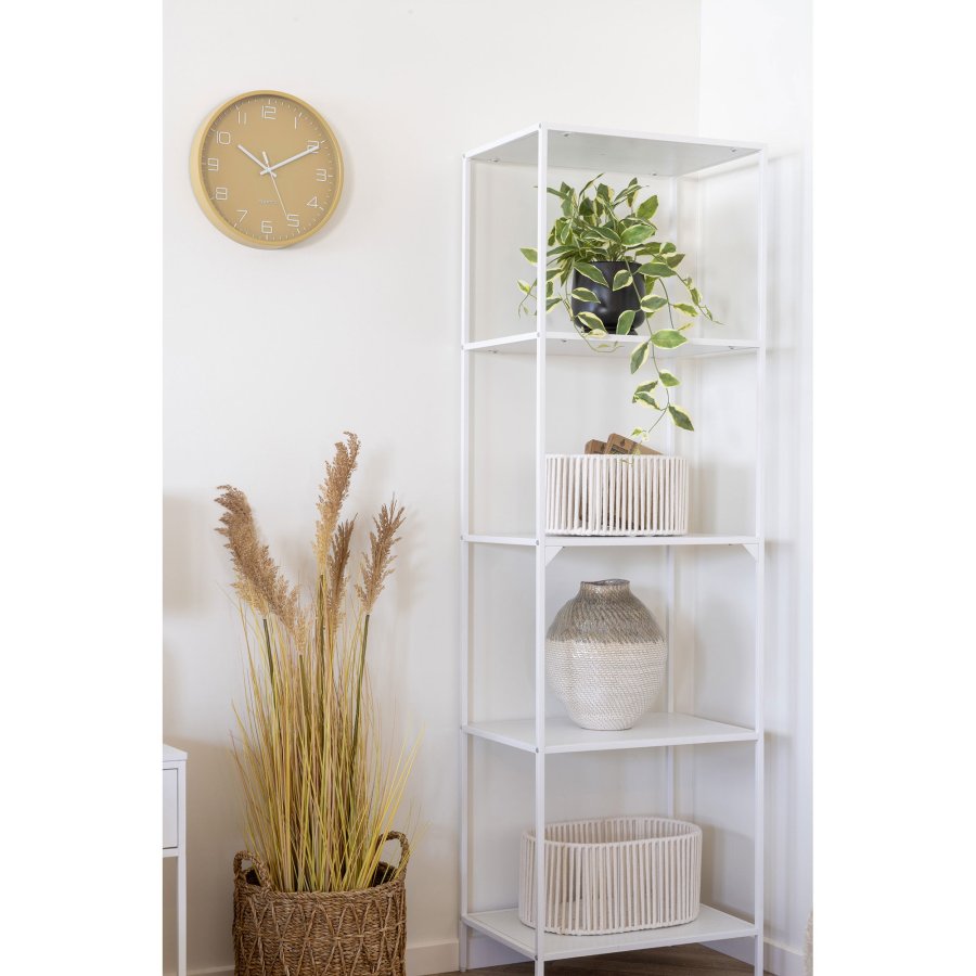 HOUSE NORDIC Rosolini veggklokke, stillegende, rund - glass og okerfarget plast (30)