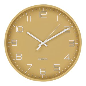 HOUSE NORDIC Rosolini väggklocka, tyst, rund - glas och ockraplast (30)