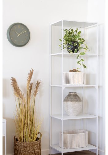 HOUSE NORDIC Rossano veggklokke, stillegende, rund - glass og grnn plast (30)